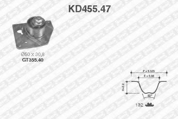 Комплект ременя ГРМ SNR KD455.47