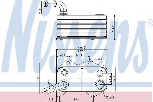 масляный радиатор, двигательное масло NISSENS 90660