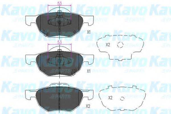 Комплект гальмівних колодок, дискове гальмо KAVO PARTS KBP-2036