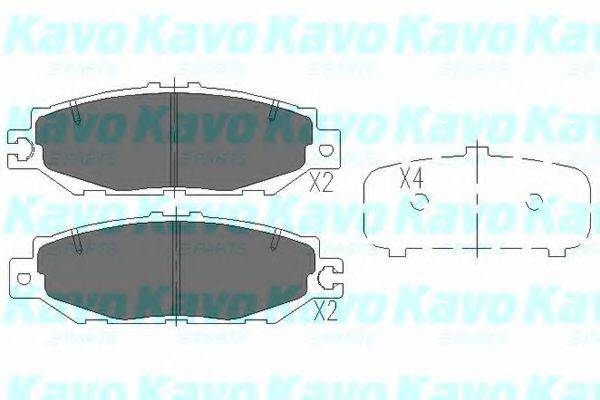 Комплект гальмівних колодок, дискове гальмо KAVO PARTS KBP-9064