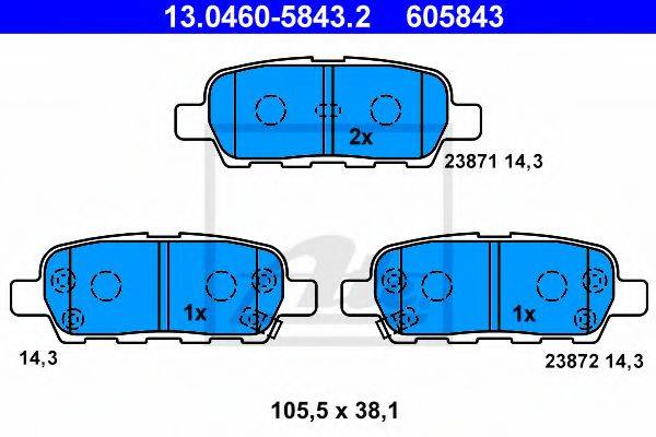 Комплект тормозных колодок, дисковый тормоз ATE 13.0460-5843.2