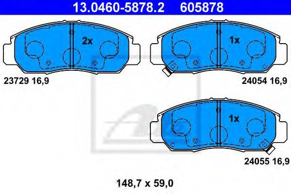Комплект тормозных колодок, дисковый тормоз ATE 13.0460-5878.2