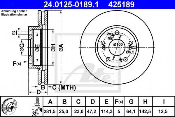 Тормозной диск ATE 24.0125-0189.1