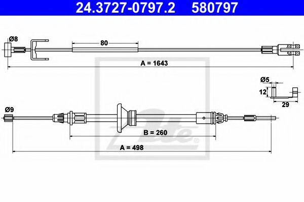 Трос, стояночная тормозная система ATE 24.3727-0797.2