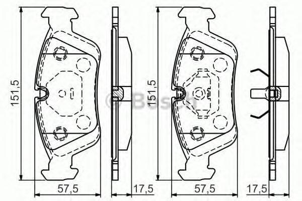Комплект тормозных колодок, дисковый тормоз BOSCH 0 986 495 060