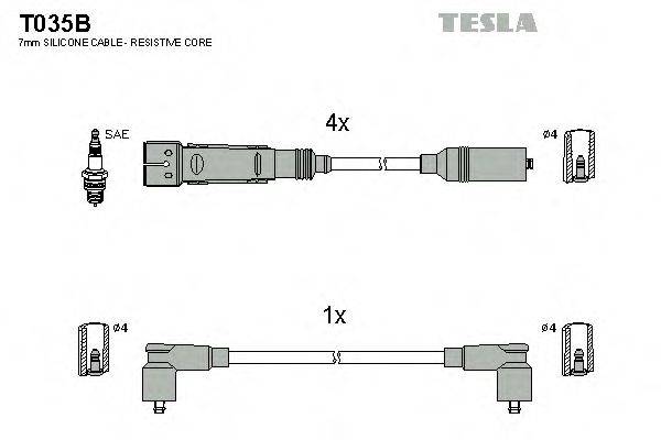 Комплект проводов зажигания TESLA T035B