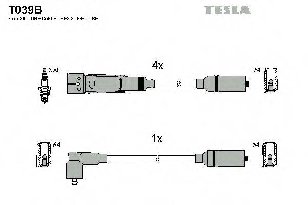 Комплект дротів запалення TESLA T039B