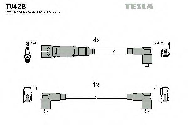 Комплект дротів запалення TESLA T042B