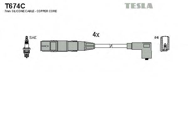 Комплект дротів запалення TESLA T674C