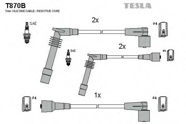 Комплект проводов зажигания TESLA T870B