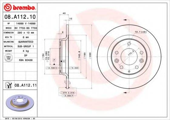 гальмівний диск BREMBO 08.A112.11