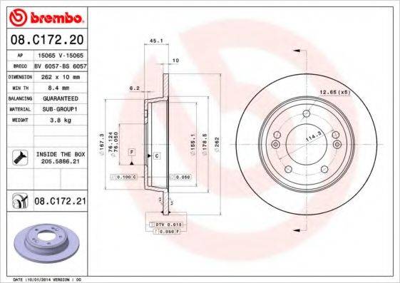 гальмівний диск BREMBO 08.C172.20