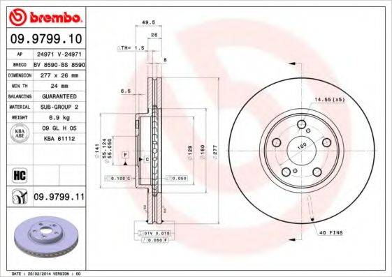 Тормозной диск BREMBO 09.9799.11