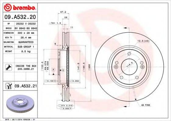 гальмівний диск BREMBO 09.A532.20