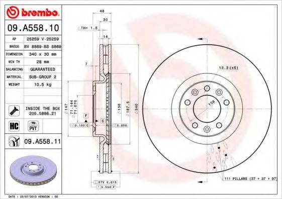 гальмівний диск BREMBO 09.A558.11