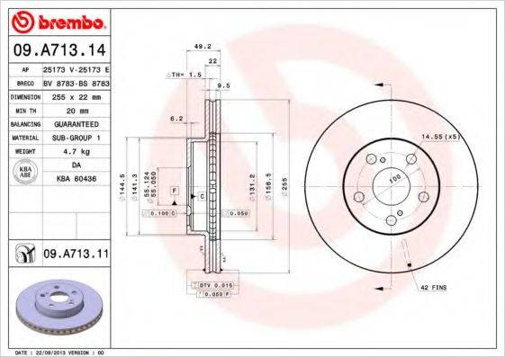 Тормозной диск BREMBO 09.A713.11