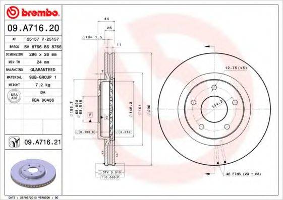 Тормозной диск BREMBO 09.A716.21