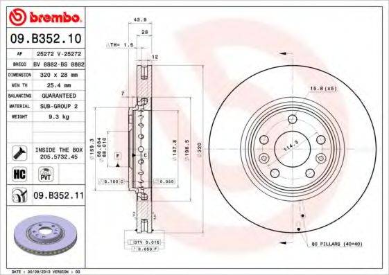 Тормозной диск BREMBO 09.B352.11