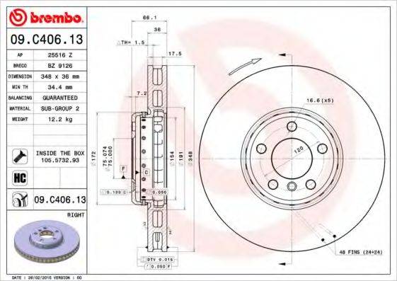 Тормозной диск BREMBO 09.C406.13